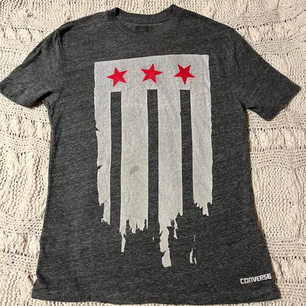 Converse XS Gray and Red Short Sleeve Tee with Urban Graphic